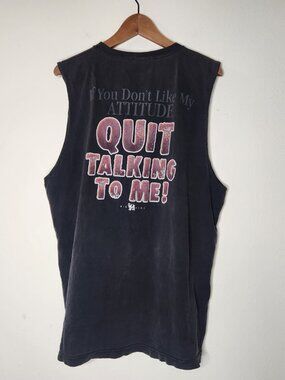 Vintage Big Dogs Mens XL Attitude Quit Talking To Me Sleeveless Black Tank Top